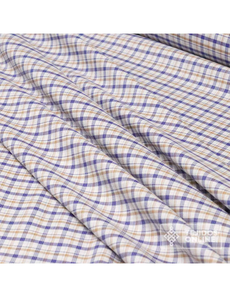 Tela de Cuadro Azul y Camel | Venta de Telas Online - Imagen 4