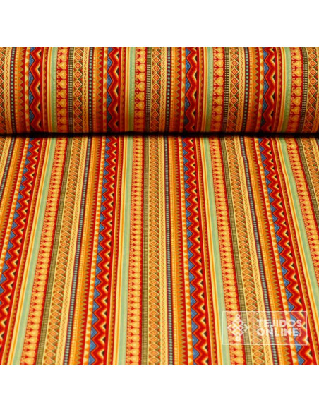 Tela Étnica Carnaval Tribal Naranja - Telas para Carnaval Baratas Tela Étnica Carnaval Tribal Naranja - Telas para Carnaval Baratas