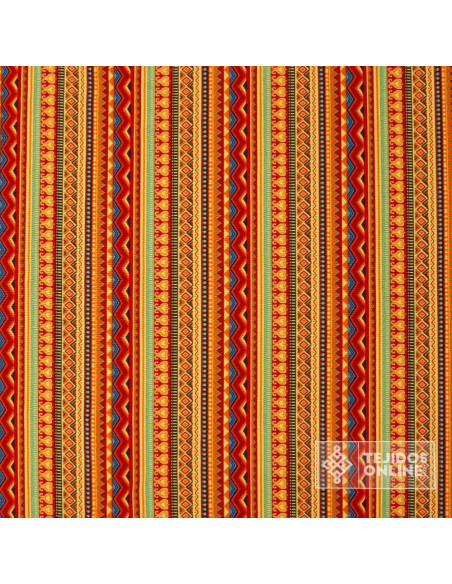 Tela Étnica Carnaval Tribal Naranja - Telas para Carnaval Baratas Tela Étnica Carnaval Tribal Naranja - Telas para Carnaval Baratas