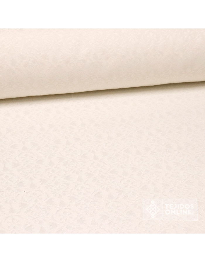 Brocado Blanco Roto Flor - Telas Brocadas de Algodón