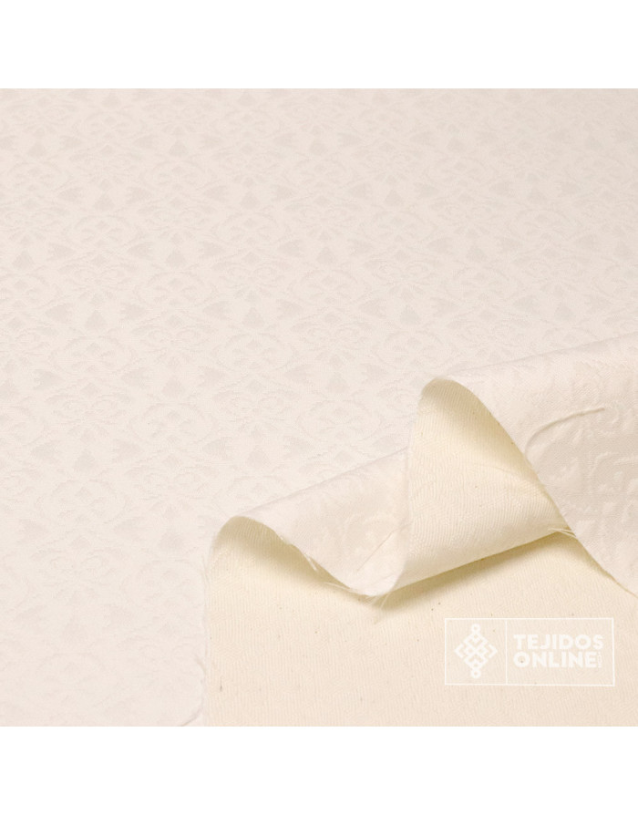 Brocado Blanco Roto Flor - Telas Brocadas de Algodón