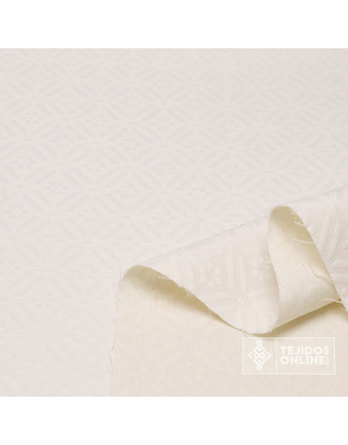 Brocado Blanco Roto Amuleto - Telas Brocadas de Algodón