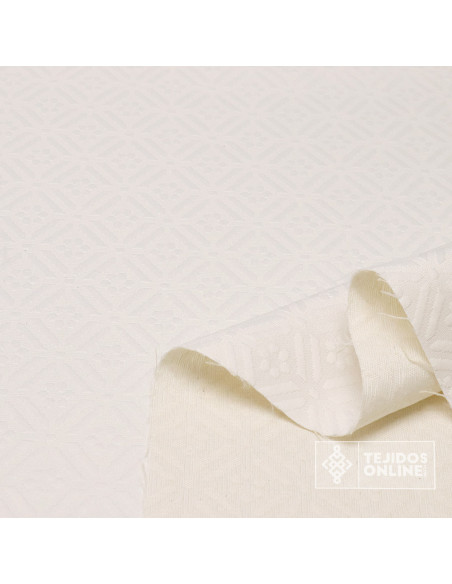 Brocado Blanco Roto Amuleto - Telas Brocadas de Algodón