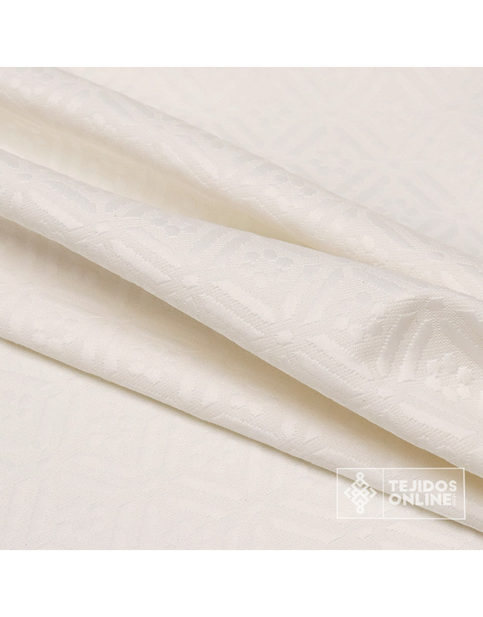 Brocado Blanco Roto Amuleto - Telas Brocadas de Algodón
