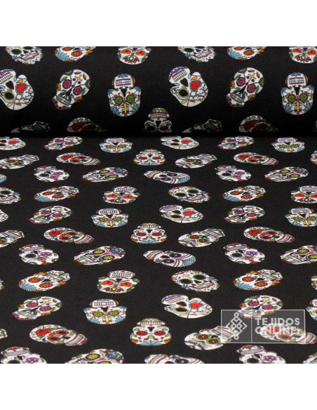 Tela Carabelas Catrina - Telas para Carnaval y Halloween