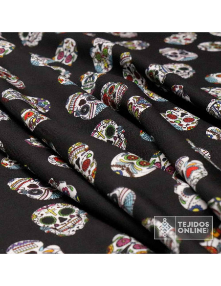 Tela Carabelas Catrina - Telas para Carnaval y Halloween