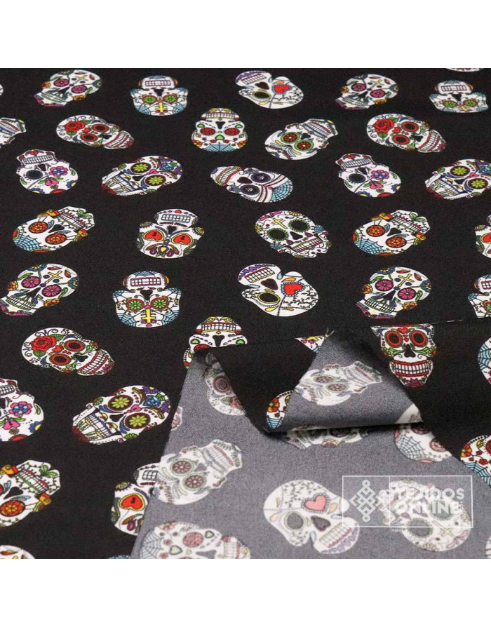 Tela Carabelas Catrina - Telas para Carnaval y Halloween