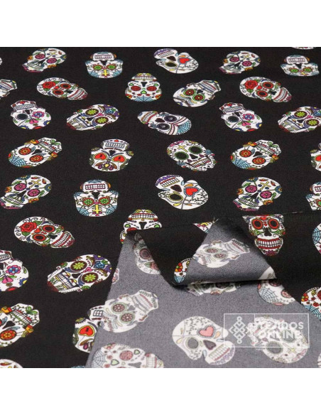 Tela Carabelas Catrina - Telas para Carnaval y Halloween