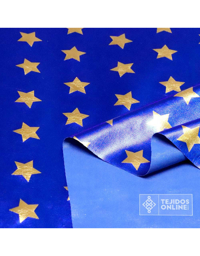 Tela Azul con Estrellas Dorada Carnaval - Telas de Carnaval - Imagen 4