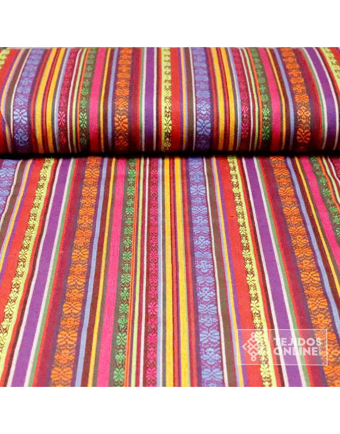 Tela Alpujarreña con Rayas Moradas - Tela Alpujarra - TelasOnline - Imagen 1