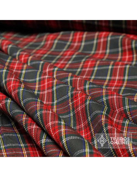 Tela Cuadro Escocés Roja y Gris Little - Telas para Uniformes - Imagen 2