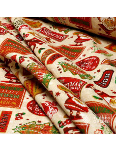Tela de Navidad Merry Christma Vintage - Telas Navideñas 2