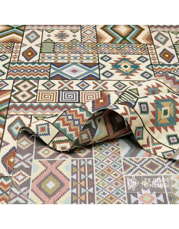 Tapicería Azteca Amanecer Agua - Telas de Gobelinos