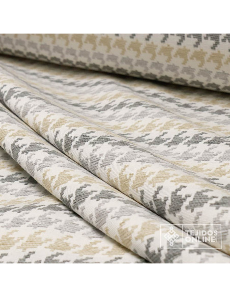 Tapicería Pata Gallo Gris y Camel - Telas de Hogar