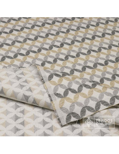 Tela de Tapicería Eslabón Gris y Camel - Telas para Cortinas 2