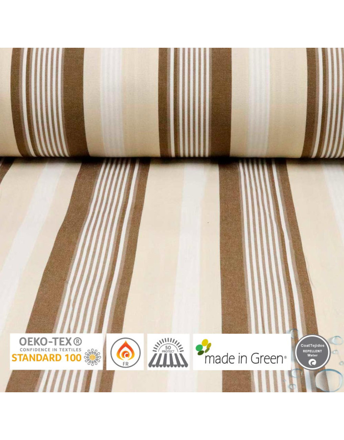 Lona Toldo Rayas Beige Marrón Anna - Imagen 1