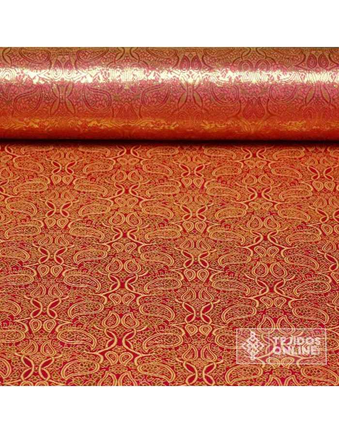 Tela para Reyes Magos Brocado Cachemira Fucsia - Carnaval - Imagen 1