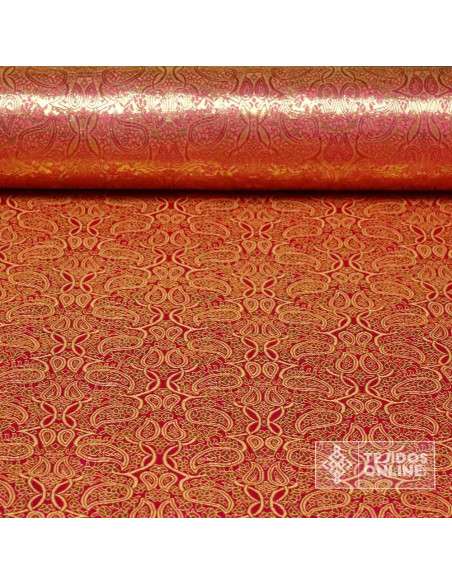 Tela para Reyes Magos Brocado Cachemira Fucsia - Carnaval - Imagen 1