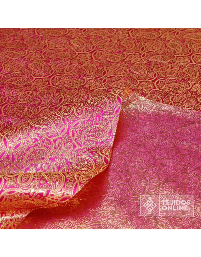 Tela para Reyes Magos Brocado Cachemira Fucsia - Carnaval - Imagen 3