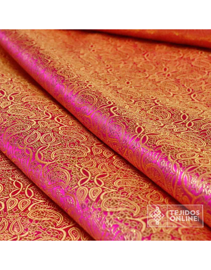 Tela para Reyes Magos Brocado Cachemira Fucsia - Carnaval - Imagen 4