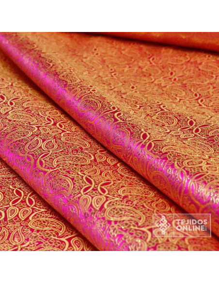 Tela para Reyes Magos Brocado Cachemira Fucsia - Carnaval - Imagen 4