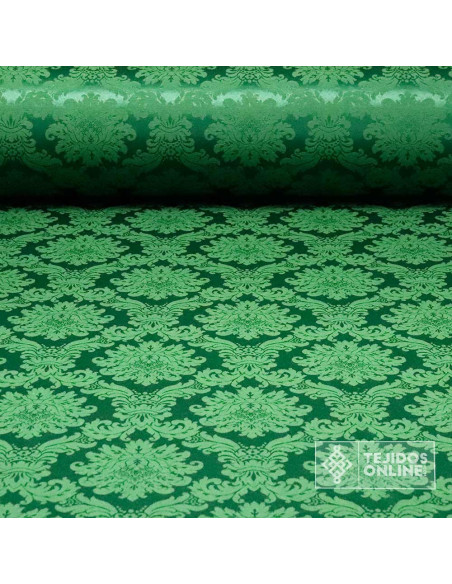 Damasco Verde Versace - Telas Cofrades - Telas de Hogar - Imagen 1