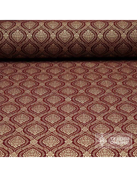 Tela Brocado Burdeo Persa - Telas Cofrades - TejidosOnline