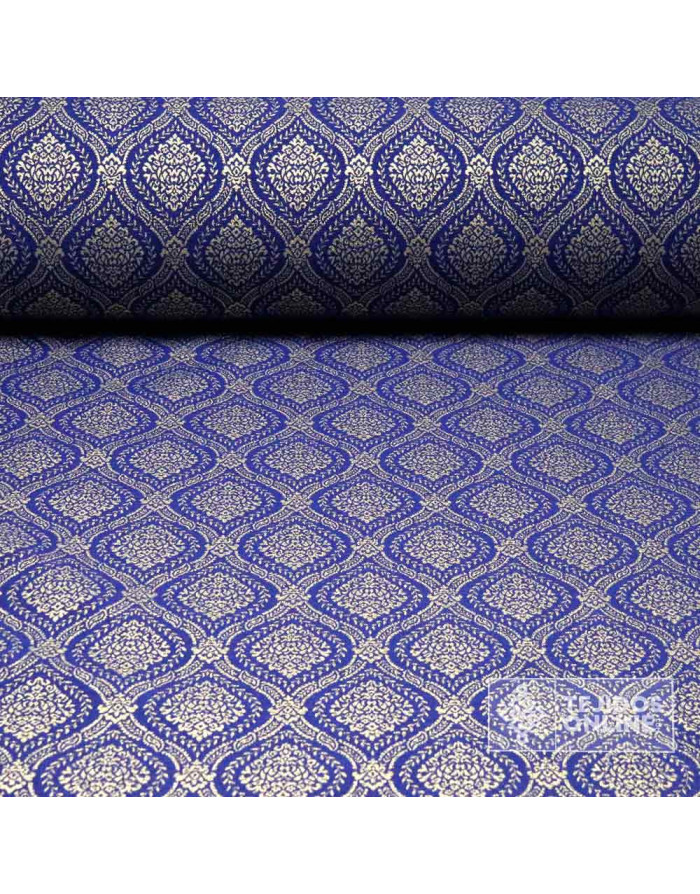 Tela Brocado Azul Persa - Telas Cofrades - TejidosOnline
