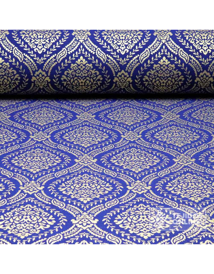 Brocado Azul Persa Dibujo Grande - Telas Cofrades - Imagen 1
