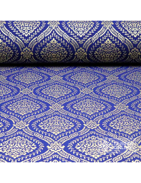 Brocado Azul Persa Dibujo Grande - Telas Cofrades - Imagen 1