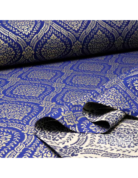 Brocado Azul Persa Dibujo Grande - Telas Cofrades - Imagen 2