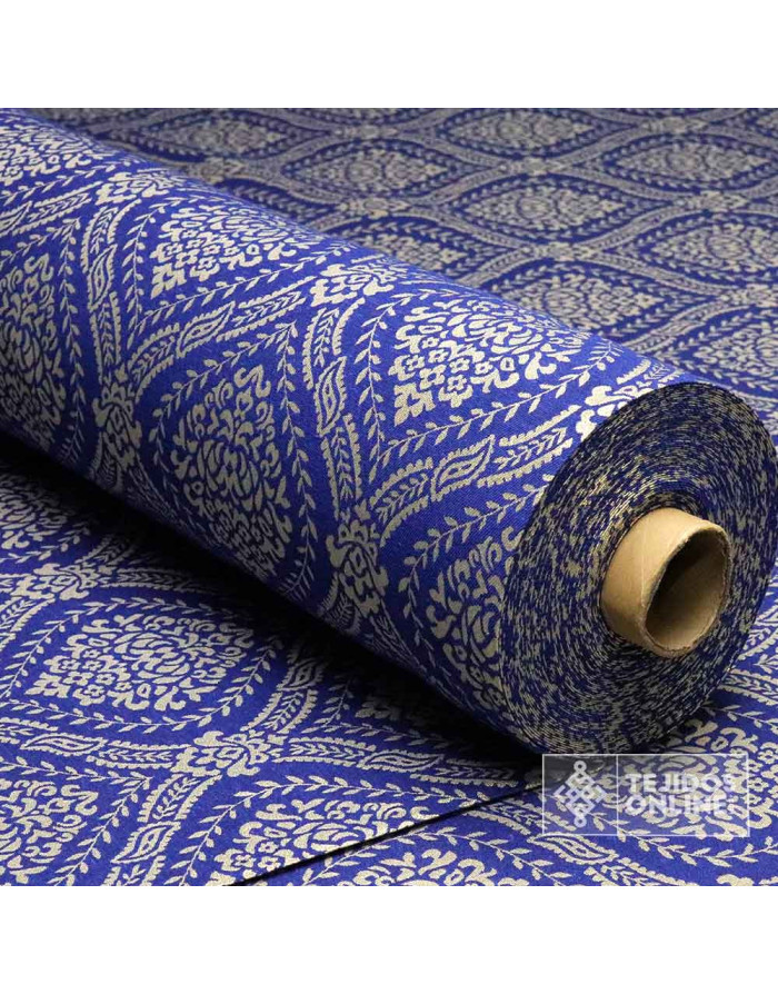 Brocado Azul Persa Dibujo Grande - Telas Cofrades - Imagen 4