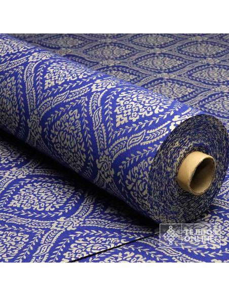 Brocado Azul Persa Dibujo Grande - Telas Cofrades - Imagen 4