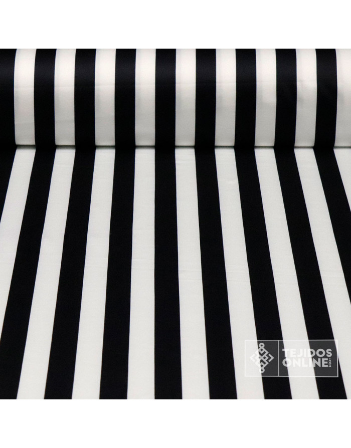 Tela Rayas Blanca y Negra Carnaval Lycra - Tienda de Telas - Imagen 1