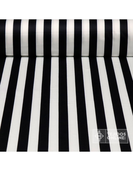 Tela Rayas Blanca y Negra Carnaval Lycra - Tienda de Telas - Imagen 1
