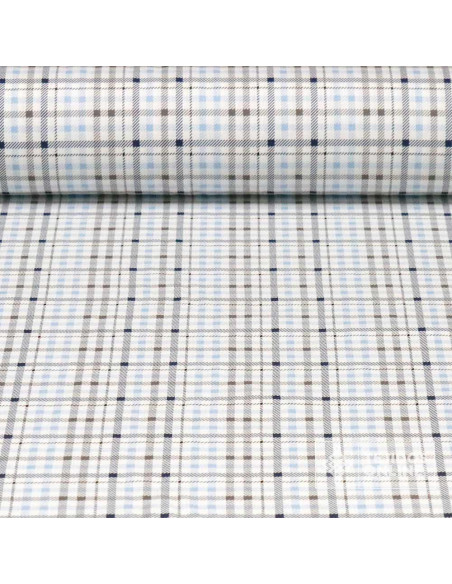 Tela Vichy Rosa y Celeste Viella 100% Algodón - Telas Infantiles - Imagen 1