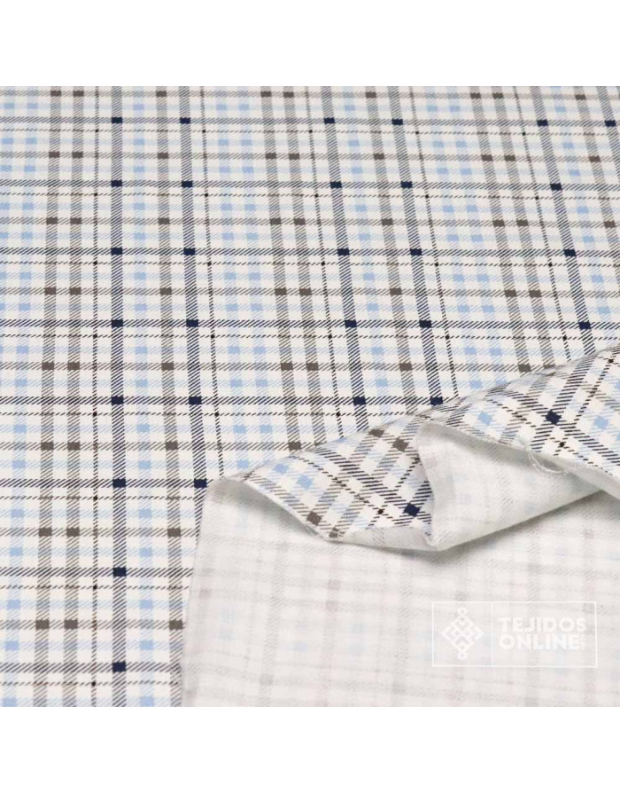 Tela Vichy Rosa y Celeste Viella 100% Algodón - Telas Infantiles - Imagen 2