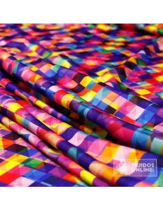 Tela de Carnaval Multicolor Rombos Lycra - Tienda de Telas 2