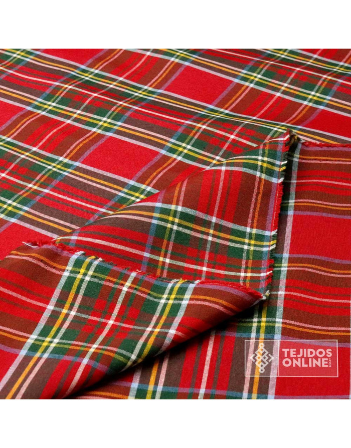 Loneta Cuadro Escoces Rojo   - Telas de Navidad - Telas Online - Imagen 2