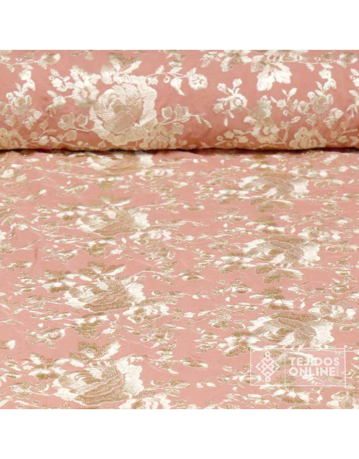 Viscosa Bordada Mantón de Manila Rosa Nude - Tela para Mantoncillo