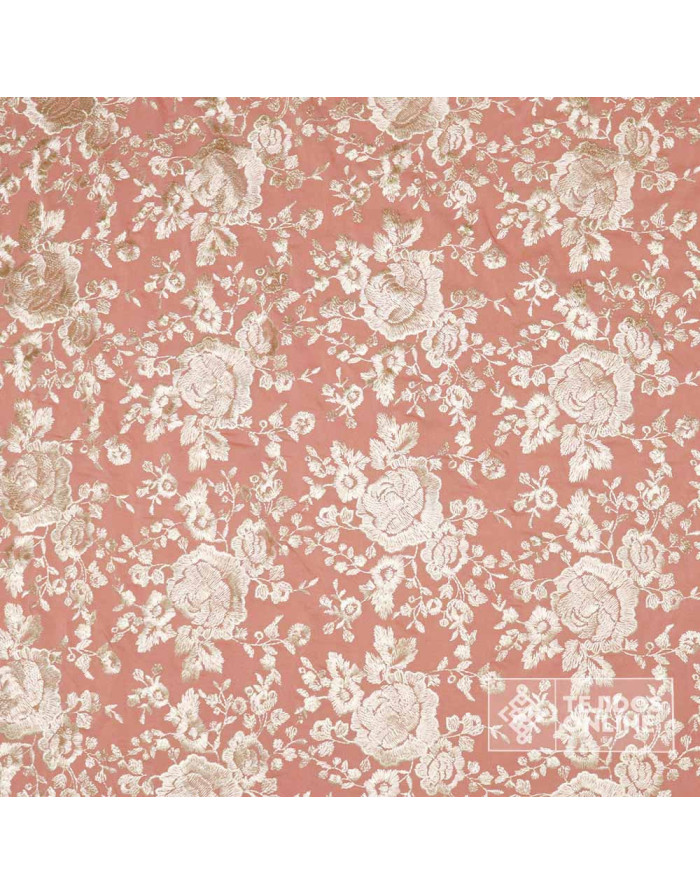 Viscosa Bordada Mantón de Manila Rosa Nude - Tela para Mantoncillo