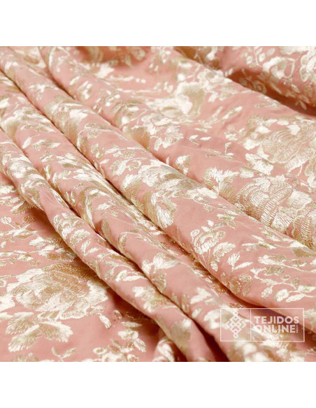 Viscosa Bordada Mantón de Manila Rosa Nude - Tela para Mantoncillo Viscosa Bordada Mantón de Manila Rosa Nude - Tela para Mantoncillo