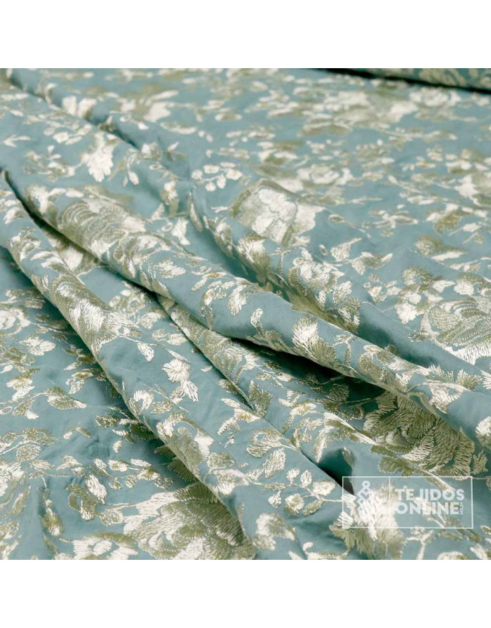 Tela Mantón de Manila Agua - Viscosa Bordada Flamenca - Imagen 3