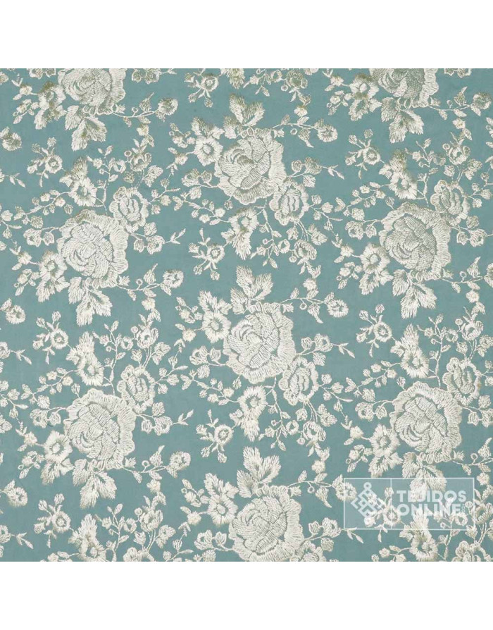 Tela Mantón de Manila Agua - Viscosa Bordada Flamenca - Imagen 4