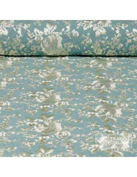 Tela Mantón de Manila Agua - Viscosa Bordada Flamenca - Imagen 1