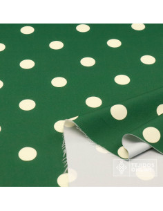 Tela Verde Botella con Lunares Beige  - Telas de Flamenca 2