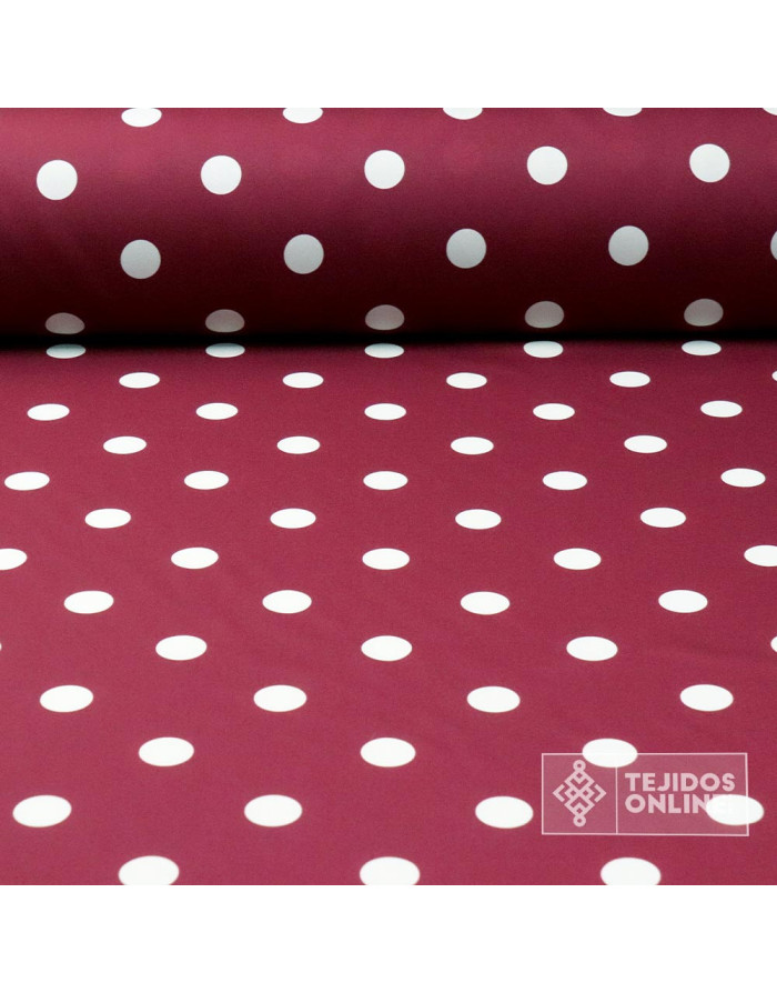 Tela Tinto con Lunares Beige - Telas para Trajes de Flamenca - Imagen 1