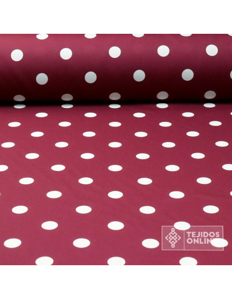 Tela Tinto con Lunares Beige - Telas para Trajes de Flamenca - Imagen 1