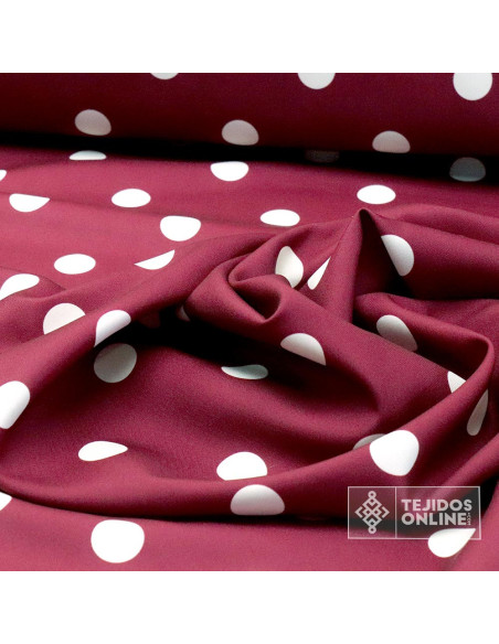 Tela Tinto con Lunares Beige - Telas para Trajes de Flamenca - Imagen 2