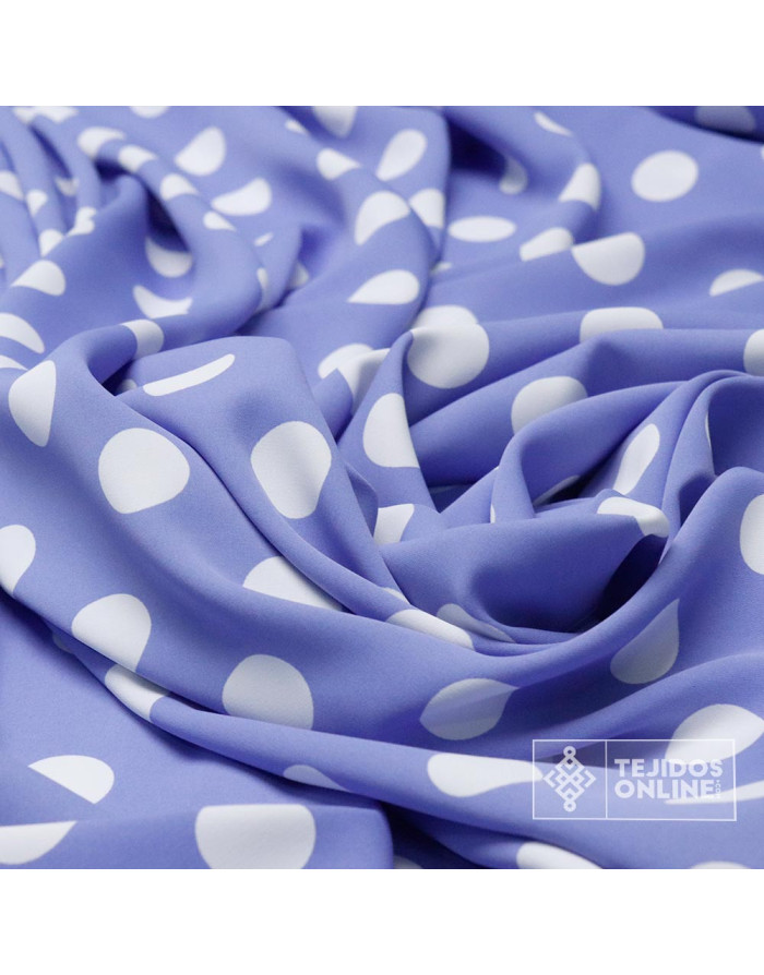 Tela Azafata Lunares Blancos con Lycra - Telas de Flamenca - Imagen 2
